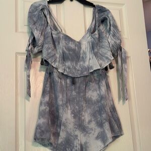 Women's Tie-Dye spaghetti strap Off-Shoulder shorts, romper,